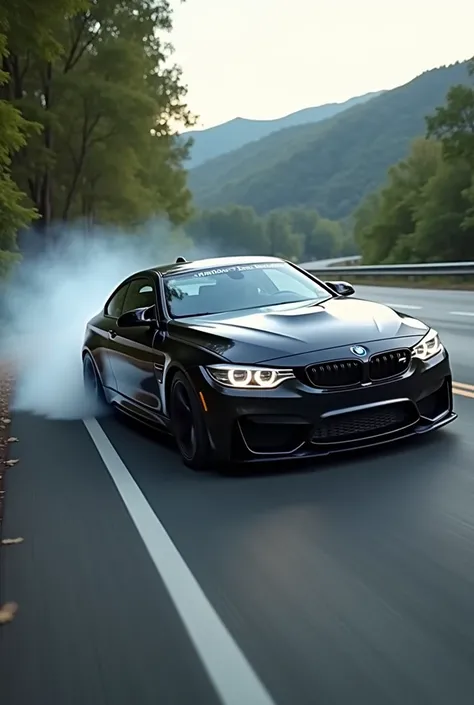 Black bmw drift on road 20sec