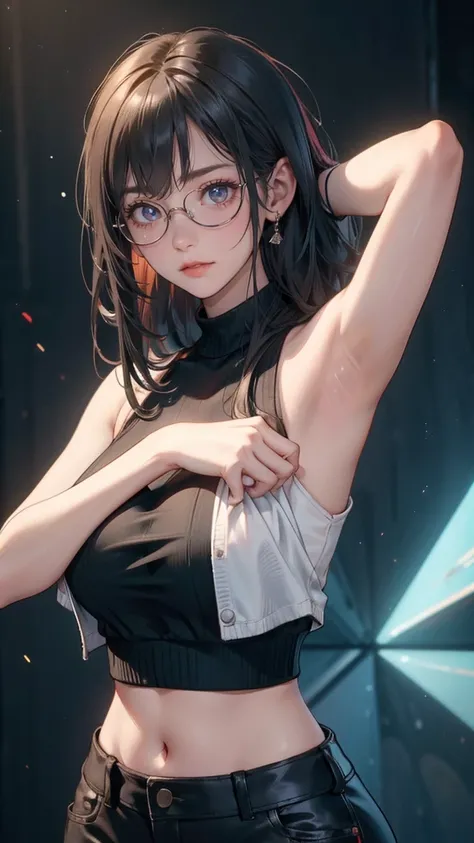 (random porn pose),(Highest image quality,(8k),ultra-realistic,best quality, Short black hair, high quality, high definition, high quality texture,high detail, Glasses, beautiful detailed,fine detailed,extremely detailed cg,detailed texture,a realistic rep...