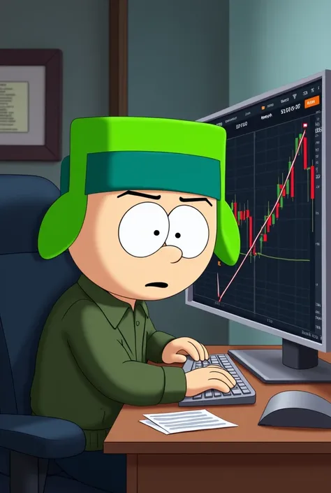 

Представьте себе Kyleа из "South Park ",  sitting at a desk with a .  chart The monitor shows a graph with the prices of the Degen token. Kyle,  computer with a distinctive green hat and ,  looks focused ,  maybe ,  with raised eyebrows ,  trying to anal...