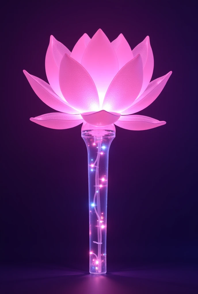 Clear crystal pink lotus flower shaped kpop lightstick with transparent cuddle 