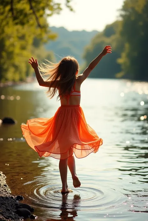 109 photo of girl dancing near the river 