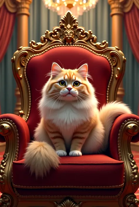 A millionaire cat sitting on a throne