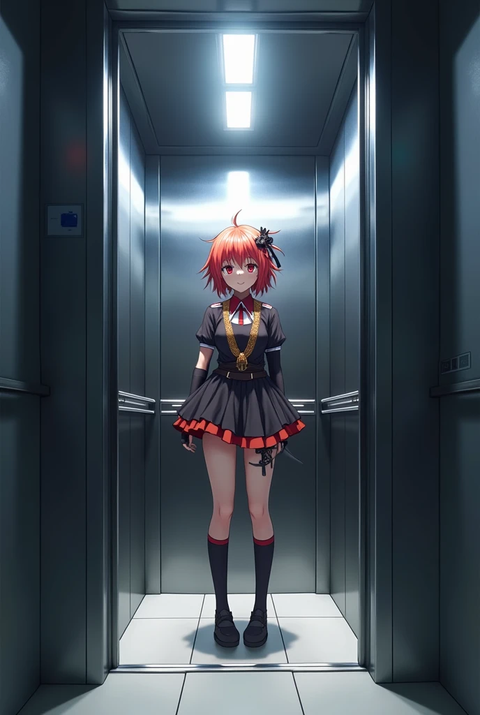  An anime character inside an elevator 