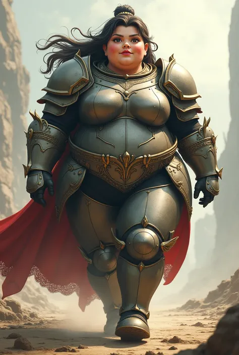 huge chubby woman anime walking heawy armor