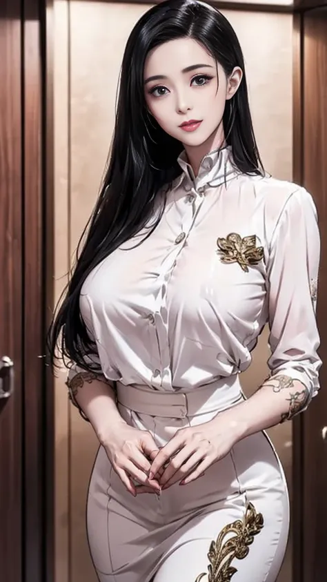 (best quality:2.0), (extremely detailed:2.0), (highly detailed:2.0),(Kanae Shunbara, a compassionate and gentle nurse working at Hachiba City General Hospital, known for her angelic demeanor and unwavering dedication to her patients),(Dressed in a pristine...