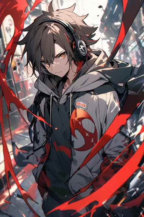 male、 headphones、 hoodie、Sickle