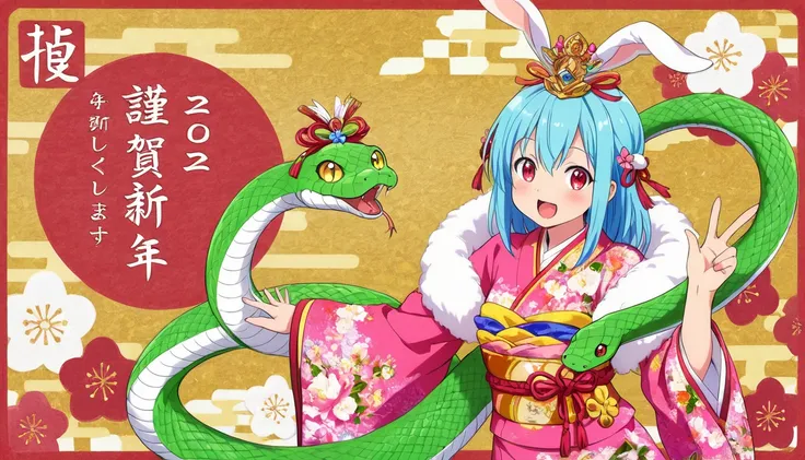 cute funny snake, new year, fantasy, anime