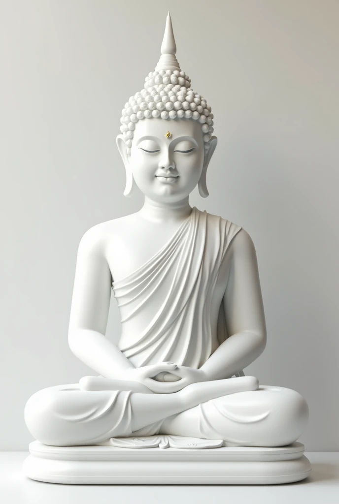 Rounded Thai White Buddha