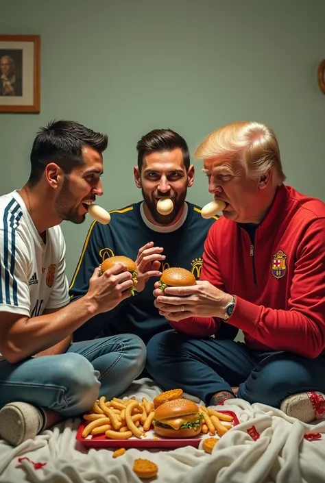 ronaldo messi and trump eat mcdonals bed manners and go gum