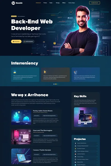 Generate a landing page for my web portfolio as aspiring back end web developer