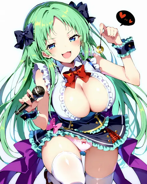 score_9, score_8_up, score_7_up, (1girl), ((solo)), seduce,seductive, thighhighs, large breasts, cleavage,
sleeveless, white background, she is holding a pendulum in one hand (hypnotist holding a pendulum), ((holding pendulum)), holding string, perfect han...