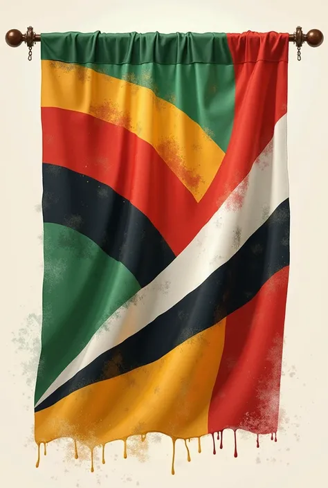 Make a flag with these colors: red, green, black, white and yellow.