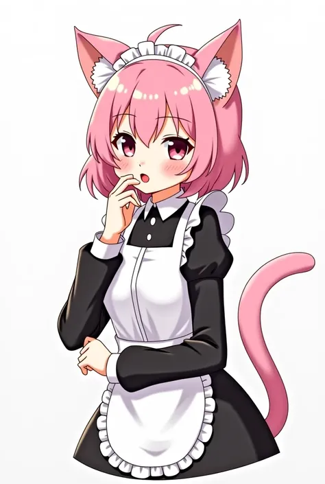 anime character of a cat with pink hair and a black dress, lineart inspired by Kanbun Master, pixiv, furry art, anime cat girl in a maid costume, anthro cat, cosplay of a catboy! maid! dress, an anthro cat, female fursona, beautiful young catgirl, attracti...