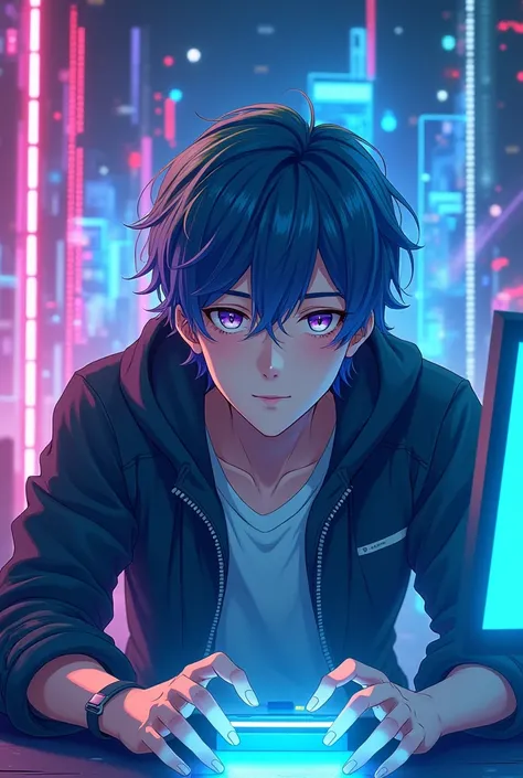 A good looking anime gamer boy