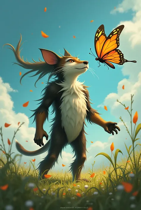 Zigzouk hesitates, his fear of the wind controls him, but the butterfly needs him!"