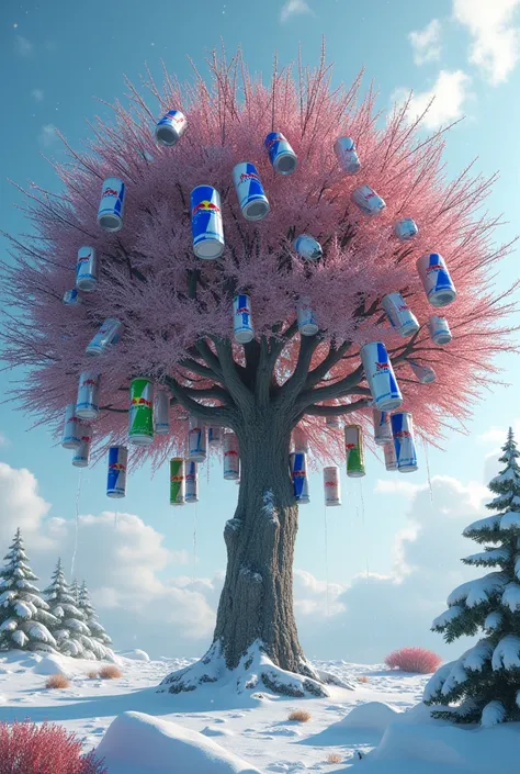 the tree that grows cans of rebull in winter