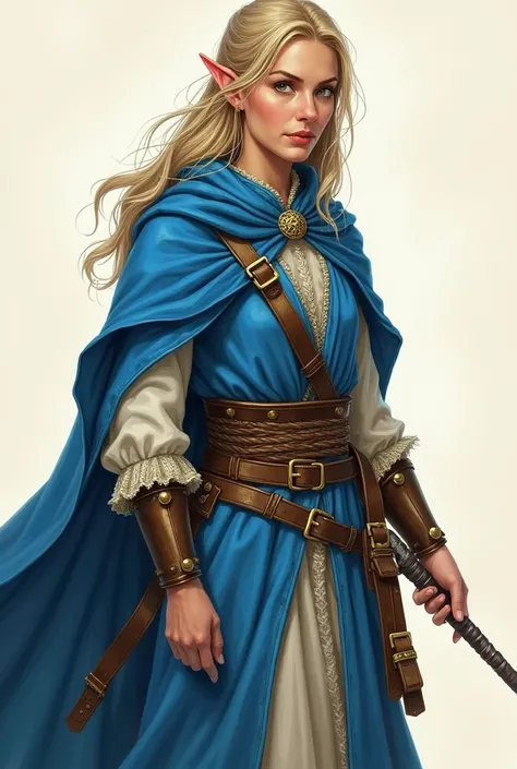 a drawing of a woman with a blue cape holding a wand, young half elf wizard, portrait of fin wildcloak, a portrait of a male elf, fantasy d&d character, as a dnd character, portrait of a dnd character, a male elf, male elf ranger, portrait of a mage, portr...