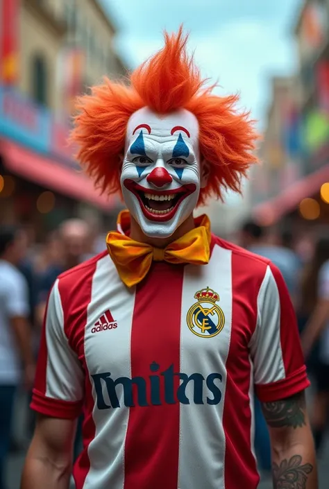 Clown wearing the Real Madrid shirt 