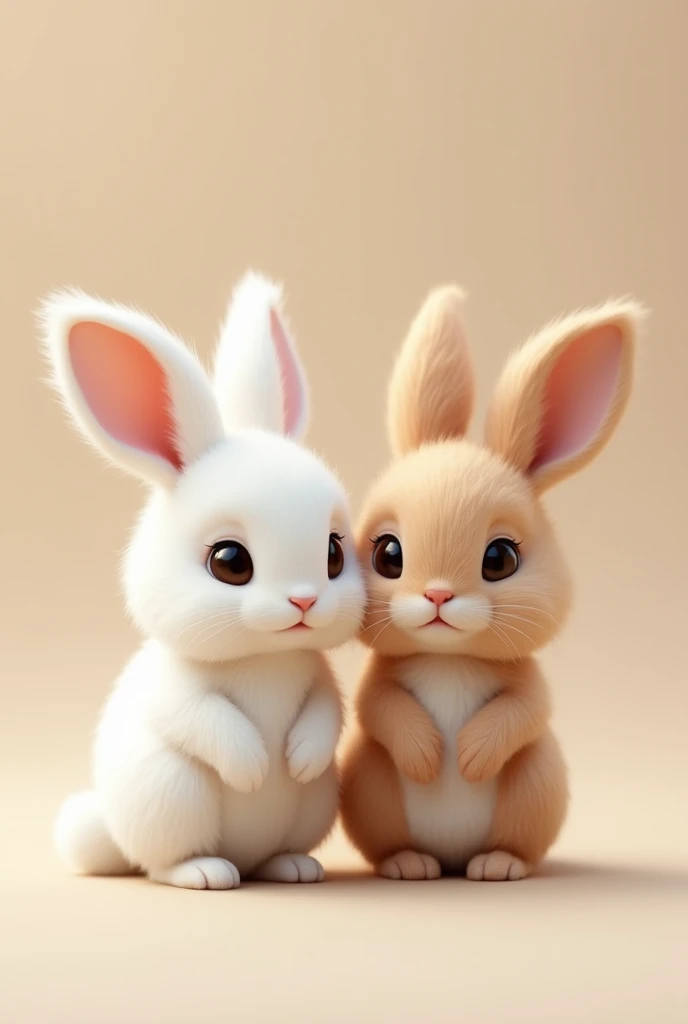 Make 2 bunnies one white and one light brown