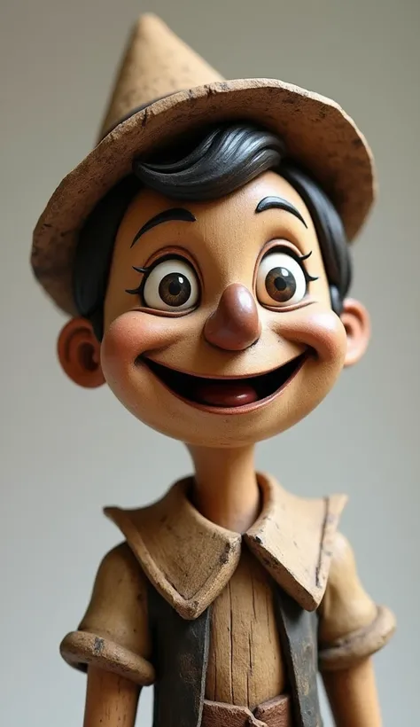 Represent the wooden Pinocchio Maldoso doll with the big nose
