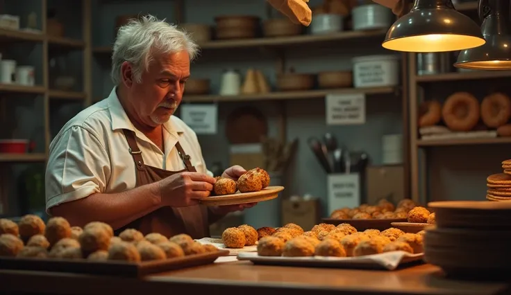  In a small town ,  lives a meatball seller who is known for his friendly and cheap smile . His bakery is always crowded with customers .  He is a man who looks simple ,  but turns out to be harboring a dark secret that will destroy his life