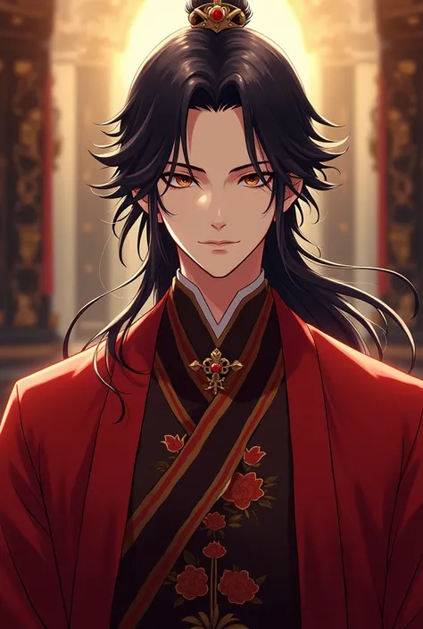 high quality, anime character, wearing red royal clothes, handsome young master