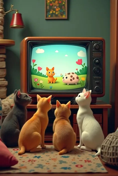 Pet animals watch TV