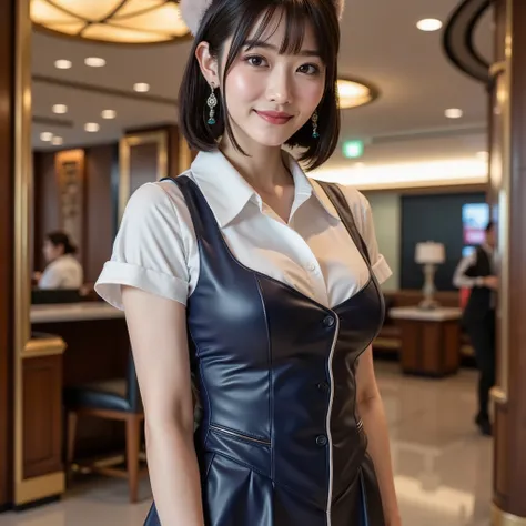 『 1 Japanese girl :1.3』『 real photos:1.3』 top quality :1.2、(( big breasts))、 showing off her teeth 、(( young woman))、(( has red cheeks))『 smiling :1.9』、((( is entangled with his hands and feet in front of an anatomically correct 、 Perfect Anatomy、 is entan...