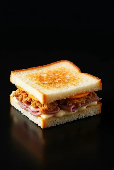 A picture of a fresh wanpaku sandwich with black background 