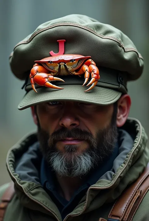 War cap with a crab and that has the letter J