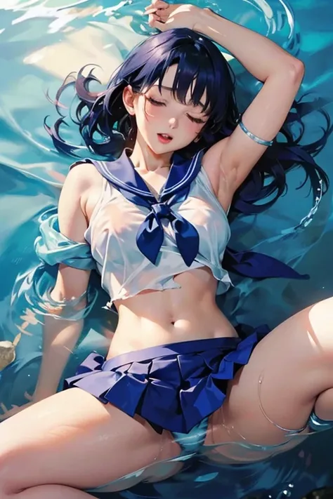 {{{}sailor mercury,mizuno ami}}, ai-generated, ai-assisted,amazing quality,great quality,high quality, very aesthetic,aesthetic, best quality,stunning,realistic,intricate details,BREAK Delaborately designed clothes ,sailor senshi uniform{torn skirt{{battle...