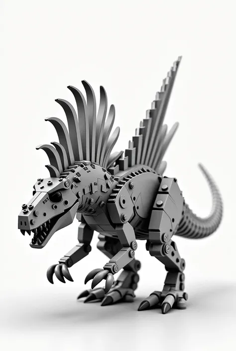 make a mockup of a Lego drawing of a Spinosaurus figurine