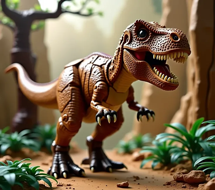 make a mockup of a lego tyrannosaurus figure