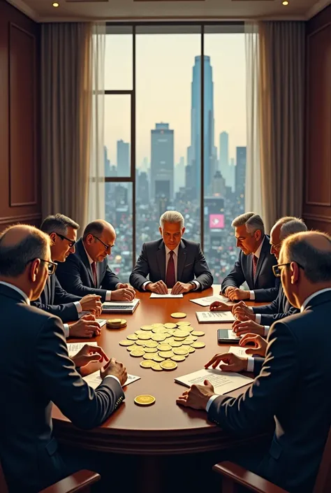 Image of the world elites talking about a special crypto coin 