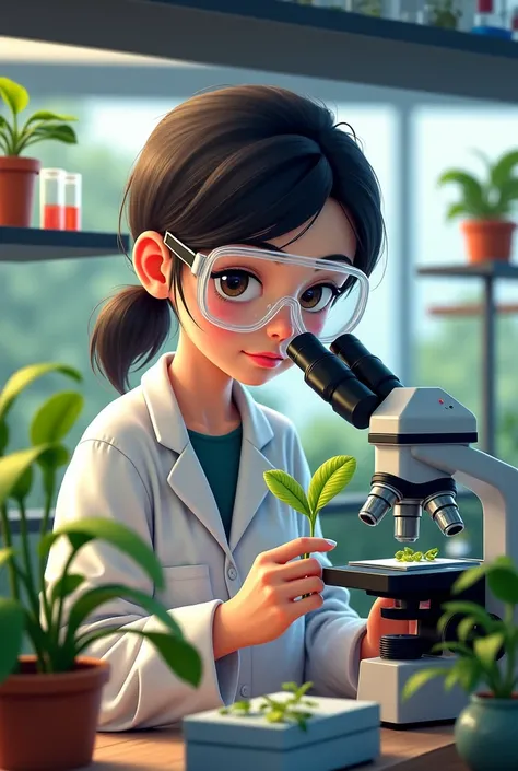 Draw plant science girl