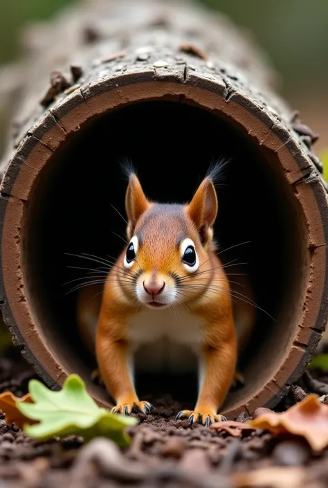 Benny Trapped Under the Log
- A squirrel (Benny) trapped beneath a fallen log, looking worried and scared.
- The log is large and heavy, with leaves and twigs scattered around.
- Bennys fur is a warm brown color.
