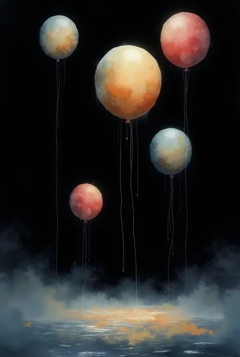 That is the case, but let the space be larger, that has a black background and that the balloons are like a tempera, that they are being watered, but on a horizontal side.