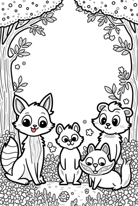 Animal cartoon coloring page