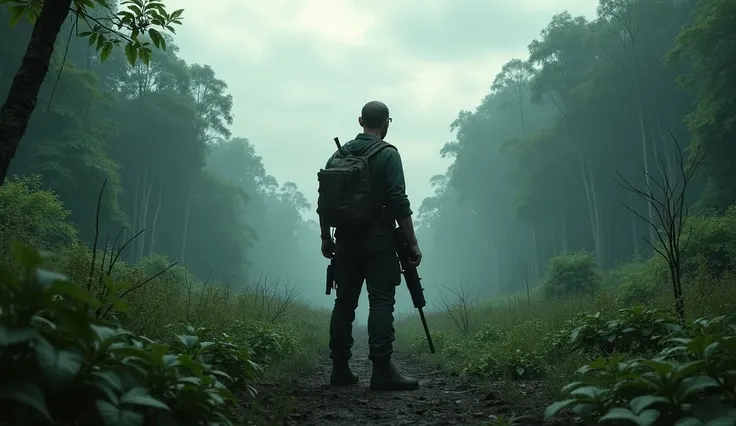 Survivor from Costas ,  hes looking at the horizon of a forest, And hes armed with an SVD and he also has some undead walking towards him