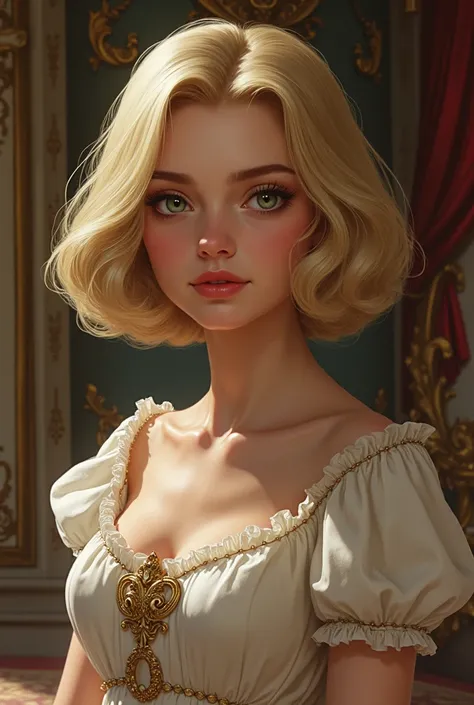 Create a princess with the name Beatriz with very dark blonde short hair