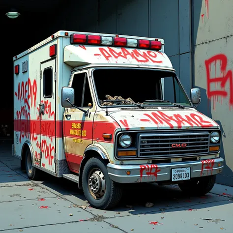  Ambulance destroyed, Quebranda Pichada ,  comic book style 