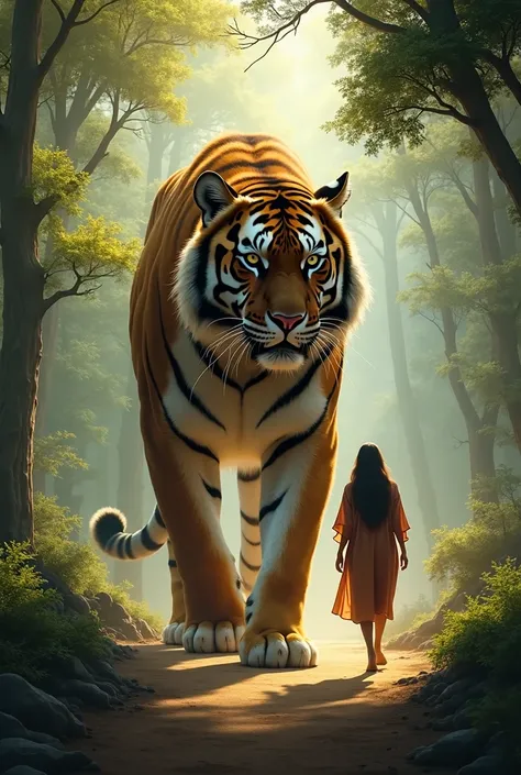 walking with a giant tiger