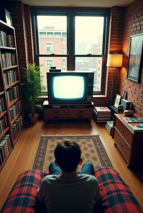 Point of View. Typical living room new york in the year 1983