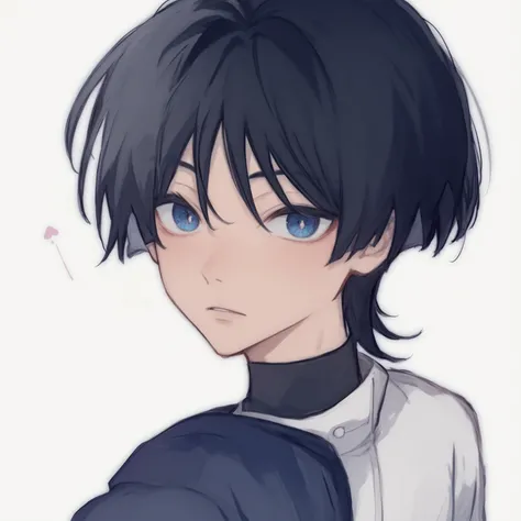  Anime Boy with black hair and blue eyes wearing a white shirt, young anime man,  inspired by Okumura Masanobu , inspired by Okumura Togyu,  Anime Boy, Tall anime boy with blue eyes, boy has short black hair, Handsome boy in demon slayer art ,  anime art s...