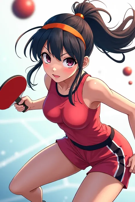  sports girl holding a table tennis racket、 racket、The line of sight appeals to the front 、Anime drawings