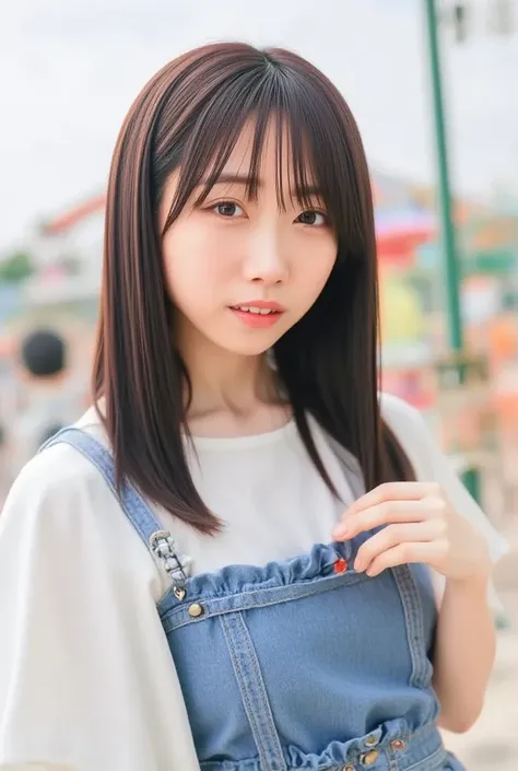   One Mischievous Girl 、 cute, (   beautiful girl ,   Delicate Girl:1.3), smile,  off shoulder,  frill skirt  ,
break,   It completely captivates the eyes of 。 extremely fine grainy resolution , (  symmetrical eyes:1.3),
break, (amusement park:1.3),(  fron...