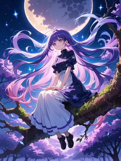 score_9, score_8_up, score_7_up, source_anime,
surreal, 
1girl,Kpop idol, very long hair, floating hair,glowing hair, 
 night scene,moon in the sky,purple hues,starry night,dreamlike atmosphere,glowing edges,mystical,high contrast,ethereal light,sitting on...