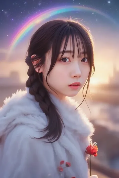 ( Blurry Backgrounds :1.3), ( highly detailed delicate touch :1.3), ( hard light ,  studio light , light, Spotted Light, reflection,  Shadow,  ray tracing :1.0), ///,  pretty girl ,  brown ponytail,   knight , star,  Milky Way,  horizon , null, cloud, rain...