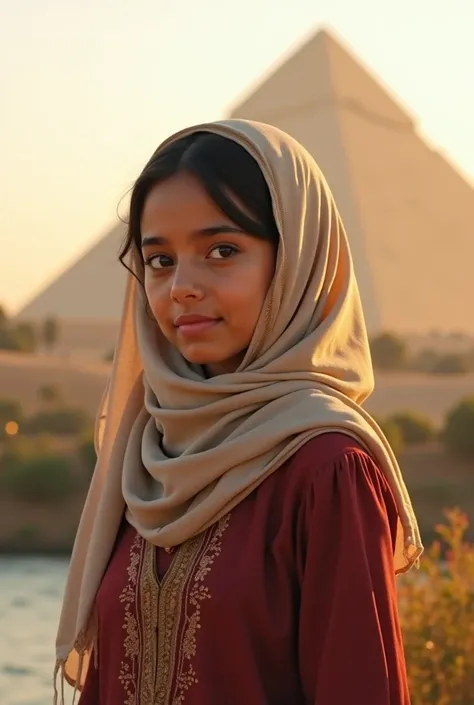 15-year-old Egyptian Muslim girl who goes out in the Nile River or in the pyramids who goes out alone and who is the most humanly image 