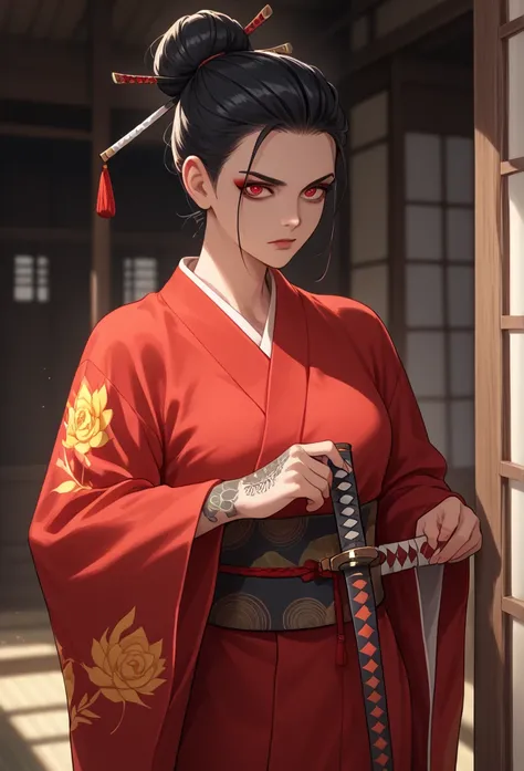 The Seductive Samurai
Appearance: A vision of elegance and sensuality, with alabaster skin and silky black hair tied into a traditional bun, accented with crimson pins. Her almond-shaped eyes are a soft hazel, hiding a fiery determination. She wears a modi...